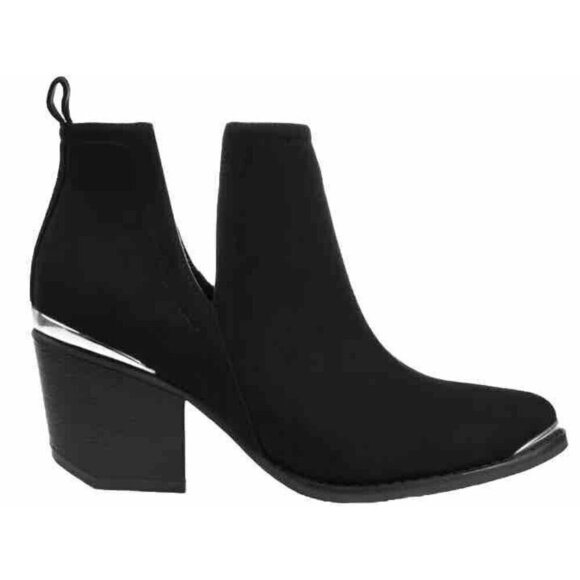JOURNEE COLLECTION Black Issla Almond Toe Block Heel Slip On Booties Size 6.5 - Picture 1 of 16